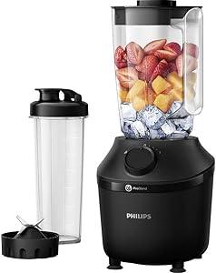 Philips Blender, 450 Watt, Problend-technologie, 1,9 l kunststof tank, met drinkfles, zwart
